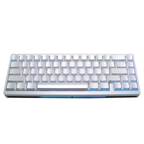 JSJTKeys Pearl White Key Caps -Cherry Profile Keycap Set 80 Keys Side Printed PBT Doubleshot Translucent Keycaps Suitable for 60/61/64/65/67/68 Cherry MX Swtich Mechanical Keyboard