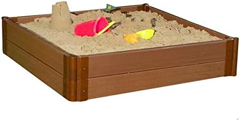 Frame It All 300001513 Two Inch Series Composite Square Sandbox Kit with Collapsible Cover, 4′ x 4′ x 11″