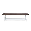 Cytheria Indoor Farmhouse Dark Brown Sandblast Finish Acacia Wood Dining Bench with White Rustic Metal Finish Frame