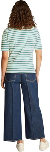 Tommy Hilfiger Damen Poloshirt Kurzarm Regular Fit, Mehrfarbig (Ecru/Radiant Green STP), XS 1