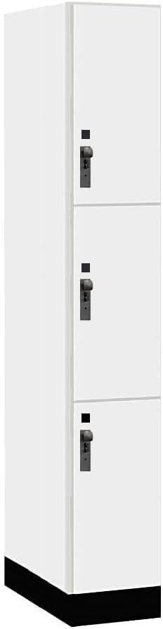 Salsbury Industries 43161AW 12 in. Wide Premier Wood Locker - Triple Tier - 1 Wide - 6 ft. High - 21 in. Deep - Arctic White - Hasp