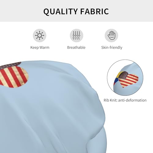 Colombia Flag and American Flag Children Hip Hop Knitted Hat Kids Elastic Leisure Knit Cap Warm Sleep Beanies Black3