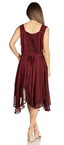Image of Sakkas Magdilena Stonewashed Corset Front Embroidered Dress
