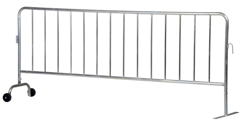 Vestil PRAIL-102-G-W Steel Crowd Control Interlocking Barrier with Feet (1) Wheeled (1) Curved 101-3/16 in. Length Silver