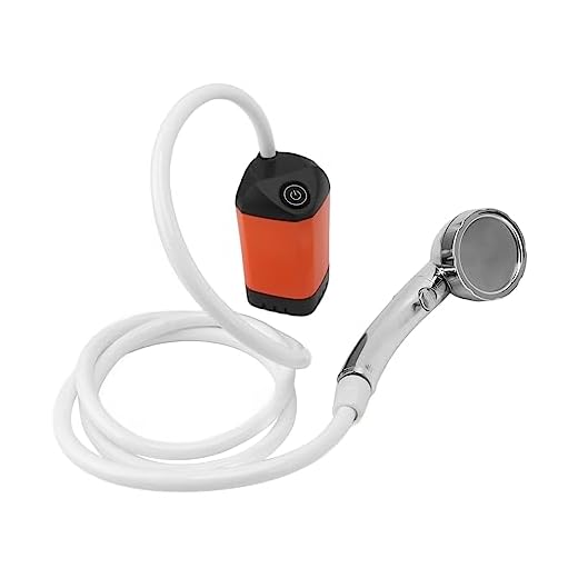 Ducha Portátil, Ducha Eléctrica Recargable de Mano para Camping, Bomba de Ducha de Campamento Ajustable de 3 Velocidades con Filtro para Camping, Senderismo, Viajes (Naranja)