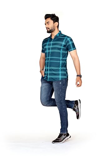 Image of FABRIPPLE Men's Printed Half Sleeve Shirt for Casual Wear | Stylish Geometric Pattern Slim Fit for Men | Summer Trendy Short Sleeve Shirt