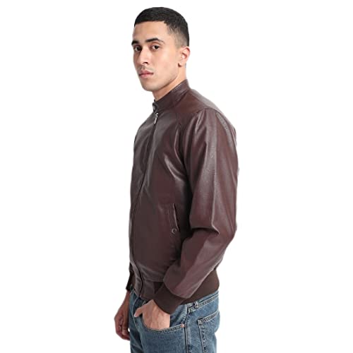 Image of Bewakoof Men's Solid Regular Fit Full Sleeve Stand Collar Nylon Jacket