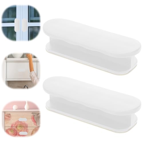 Aeaocvo Lot de 2 poignées de porte de balcon autocollantes - En plastique - Sans perçage - Pour fenêtre, porte en verre, tiroir - Blanc