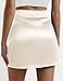 Zeagoo MIni Skirts for Women 2025 Summer Aline Zipper Stain Skirt Solid Color Bodycon Shortirt Casual Work Skirts,Beige,l