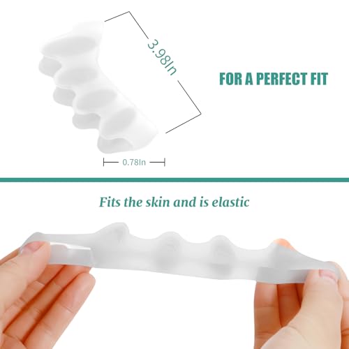 Image of 4 Pcs Silicone Toe Spacers - Yoga Toe Separators for Toe Straightening & Relaxation | Correct Overlapping Toes, Bunions, Hammer Toe | Toe Support toe separators for Women & Men (Clear, 3.98)