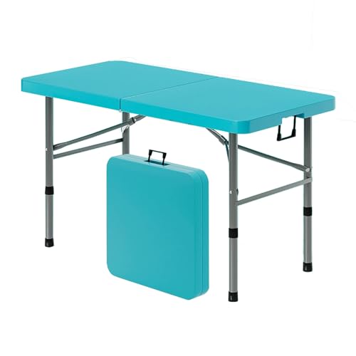 TBATM Mesa Exterior Pequeña Plegable,Mesa de Terraza Portátil para 4 a 6 Personas Mesa Multiusos Mesa Playa Fácil de Limpiar y Mantener Ideal para Salón Camping JardínG,Azul,122×61×74cm