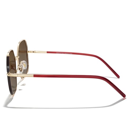 MERRY'S Trendy Oversized Square Metal Frame Sunglasses for Women Flat Lens UV Protection Brand Sunglasses S60583