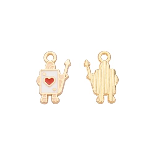 Image of Pack of 80 Poker Red Enamel Charms Gold Plated Colored Pendants Hawaii Style Accessories for Necklace Bracelet Jewelry Making DIY Crafting
