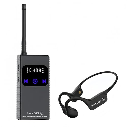 Rayofi Auriculares receptores Bluetooth impermeables de conducción ósea, compatible con comunicación de entrenador en tiempo real, IPX8 impermeable, rango de recepción de 100 metros