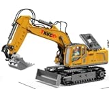 Cheffery Ferngesteuerter Bagger, 2 In 1 Bagger Spielzeug Schubschaufel, 17CH 2,4 GHz RC Baggers Mit Bediener, Sprühen, Licht, Ton, 680° Drehung Ferngesteuertes Auto, Spielzeug Geschenk Kinder Ab 3