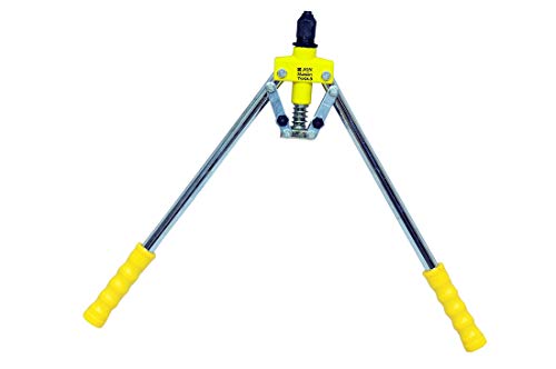 Image of Jon Bhandari Tools Hand Riveter 425mm | Heavy Duty Fast-Hitting Rivet Gun with 3 Nosepieces, Hex Spanner | Manual Riveting Tool for Industrial Use | Fits 3.2mm, 4mm, 4.8mm Rivets (1 /8 inch, 5 /32 inch, 3 /16 inch)