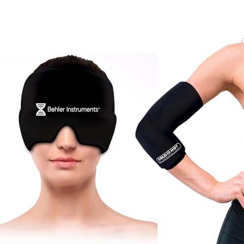 Bonnet migraine réutilisable et manchon compression pour soulagement inflammation et entorse