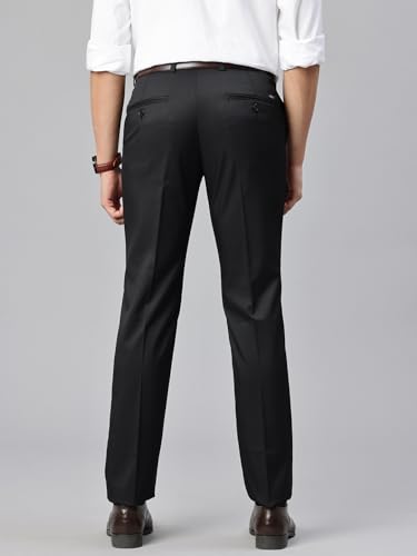Image of Majestic Man Men's Slim Fit Solid Formal Trousers | Button and Zip | Side, Back Pockets | Italian Design | Office Wear /Executive Wear /Corporate Events /Business Meetings /Suit Pants