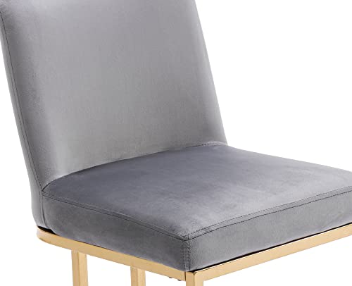 Vescasa Velvet 24" H Counter Height Barstools With Back, Mid Century Modern Upholstered Counter Stool Chairs With Gold Metal Frame For Kitchen Island, Bar, Pub, Set Of 2, Grey #TOP4