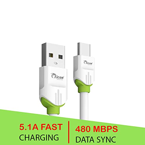 Image of TICON FAST DATA CABLE for Charging Adapter (5.1A, TYPE C, White)