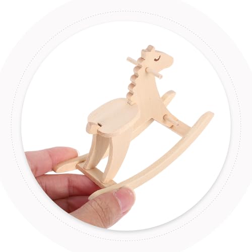 TOPPERFUN 1:12 Modelo De Cavalo De Madeira Cadeira De Cavalo De Balanço De Casa De Bonecas De Madeir