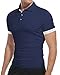 KUYIGO Men's Short Sleeve Polo Shirts Casual Slim Fit Basic Designed Cotton Shirt Medium Navy