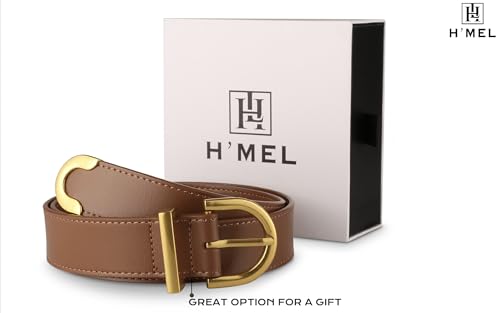 H'MEL Women's Leather Belts For Jeans Dress Pants, Belts With Gold Metal Buckle Fashion Black And Beige Belts For Women4