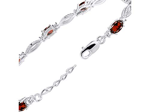 Rylos Stunning Garnet & Diamond Tennis Bracelet Set In Sterling Silver - Adjustable To Fit 7" - 8" Wrist #TOP2