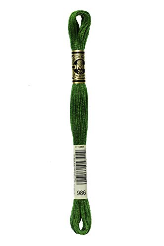 Image of DMC 117-986 6 Strand Embroidery Cotton Floss, Very Dark Forest Green, 8.7-Yard
