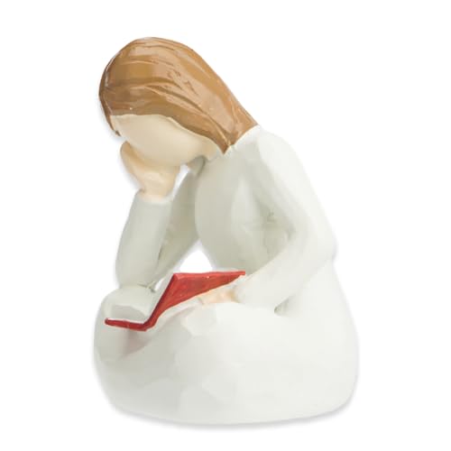 Escultura pensador para amantes de libros blanca de resina
