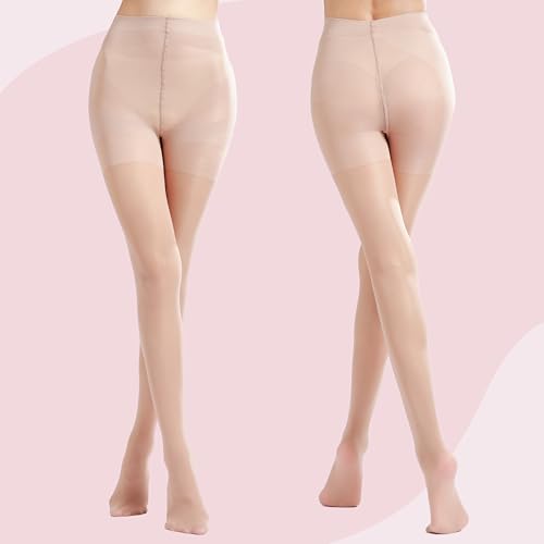 Image of Weziarer Women's 40D Sheer Tights,High Waist Pantyhose Tummy Control Top Support Stockings