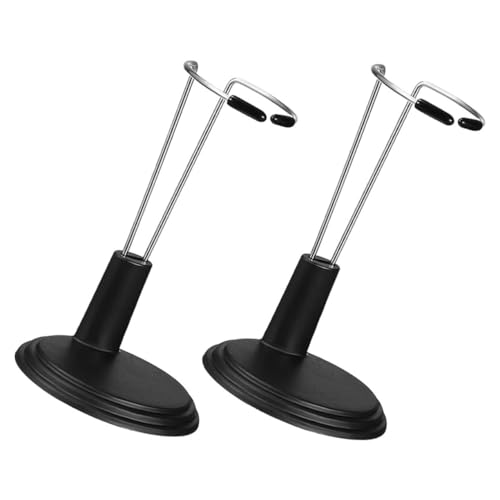 Mipcase 2 Piezas Soporte para Muñecas Negro Base Estable Acero Inoxidable PVC Exhibidor Soporte para Figuras y Juguetes de Escritorio