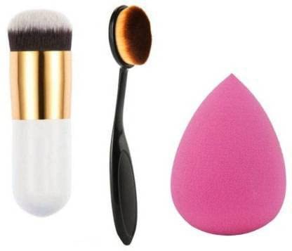 DATNASAYAD Foundation Brush, Oval Foundation Brush And Sponge Puff  (3 Items In The Set)