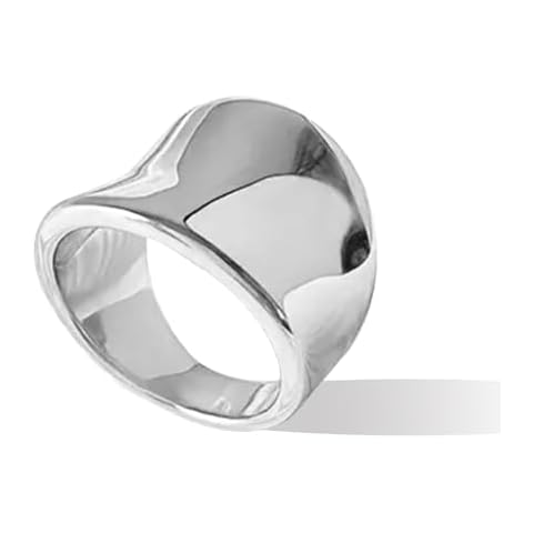 ONBRIG Silver Rings for Women Chunky Rings That Don't Tarnish Size 6-11 Silver Thick Rings for Women Men Statement Rings Jewelry(9, Silver) Cover