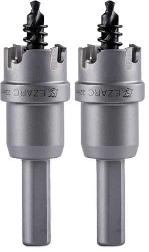Image of EZARC Carbide Hole Saw Heavy Duty, Hole Cutter for Stainless Steel, Sheet Metal 7 /8 inch 22mm (Pack of 2)