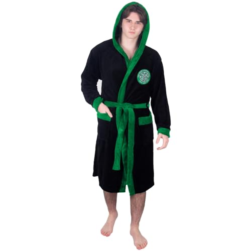 Celtic FC - Batín con forro polar y capucha para hombre - Producto oficial - Negro - S