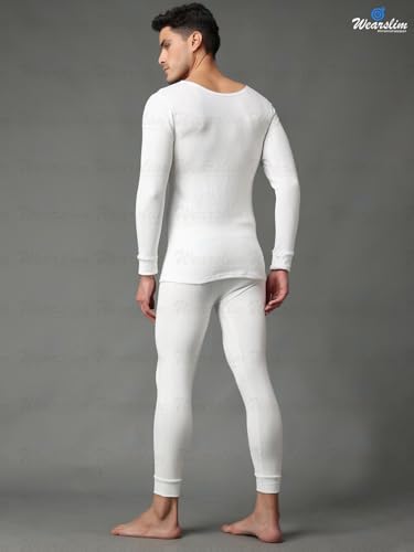 Image of Wearslim Men's Cotton Quilted Winter Lightweight Thermal Underwear for Men Long Johns Set with Fleece Lined Soft Tailored Fit Warmer