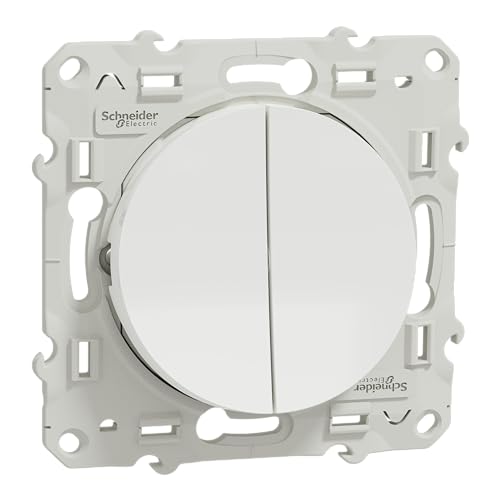 Schneider Electric - Odace, double va-et-vient Blanc, connexion rapide, à griffes - S525214