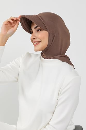 Aisha's Design Full Coverage Cotton Bonnet Hijab with Visor Modest Underscarf Bonnet with Neck Cover Hoody Style3