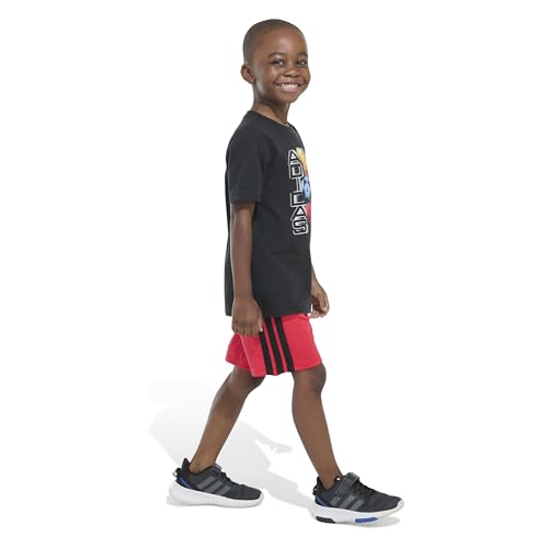 Image of adidas Boys' Short Sleeve Graphic Cotton Tee Shirt and 3-stripe Short Set