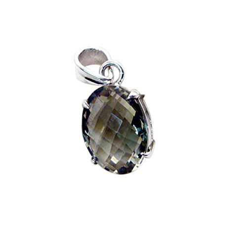 Pendentif en argent avec améthyste verte véritable pour femme