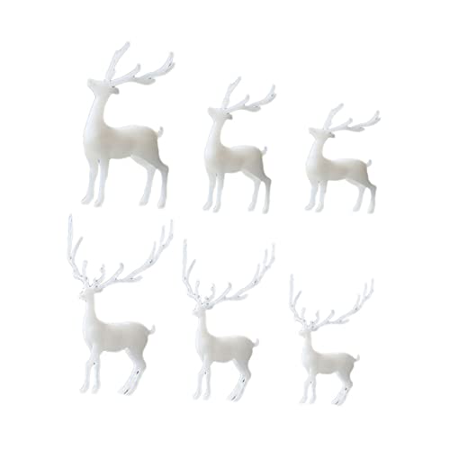 ORFOFE 6個 DIYの装飾品 盆栽の装飾 エポキシ森林モデリング 鹿のミニチュア ジカの飾り ミニ テラリウムミニチュア マイクロランドスケープ装飾 3d エポキシ装飾 白い