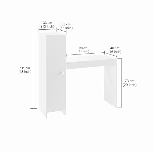 Image of Maria Wooden Study Table, Workstation, Computer, Laptop, WFH Office Desk, Gaming Table with Side Bookshelf Storage (Wenge)