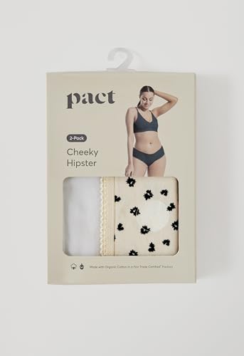 Image of Pact Women's Organic Cotton Soft Hipster Panties, No Show Design Cheeky Bikini Underwear, 2 Pack