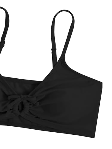 Image of COZYEASE Girls' 2 Piece Ditsy Floral Print Knot Front Ruched Triangle Bikini Swimsuit