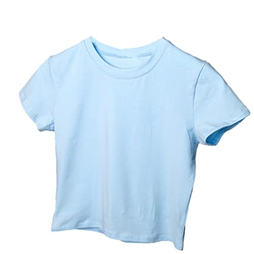 T-shirt court en coton respirant et solide pour femme