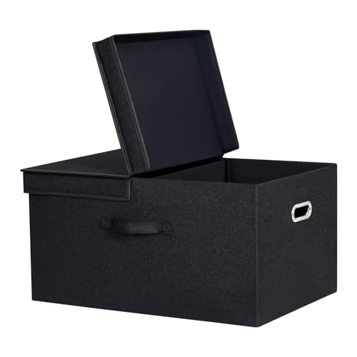 BinWhiz Trunk Organizer, 23.4 x 15.7 x 11.8 inch, 70L Large Capacity Storage Box with Lid for Cars, SUVs, RVs, 2-Compartment Collapsible Trunk Organizer, Black