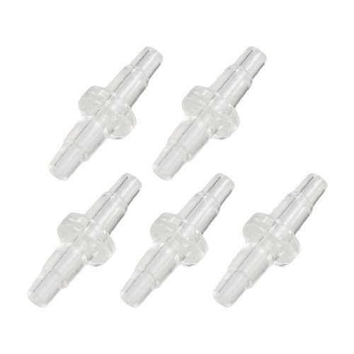 DealMux 5 Pcs Aquarium Clear Plastic 4mm Dia Air Valve Connector Inline Tubing
