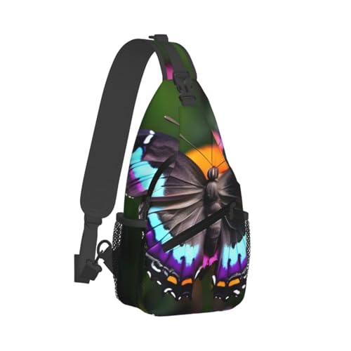 Mochila cruzada deportiva con estampado de mariposas coloridas miniatura 2