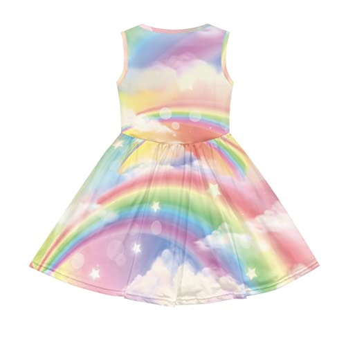 JooMeryer Girl's Tie Dye Rainbow Sleeveless Sundress Crew Neck A-Line Flowy Dresses with Pocket2